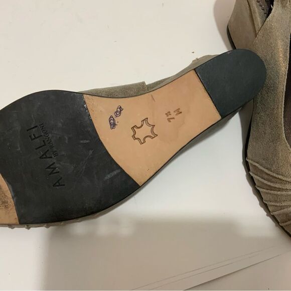 Amalfi by Rangoni gray  suede Open Toe Low Wedge Shoes Sandals Size 7.5 Italy - Picture 5 of 6